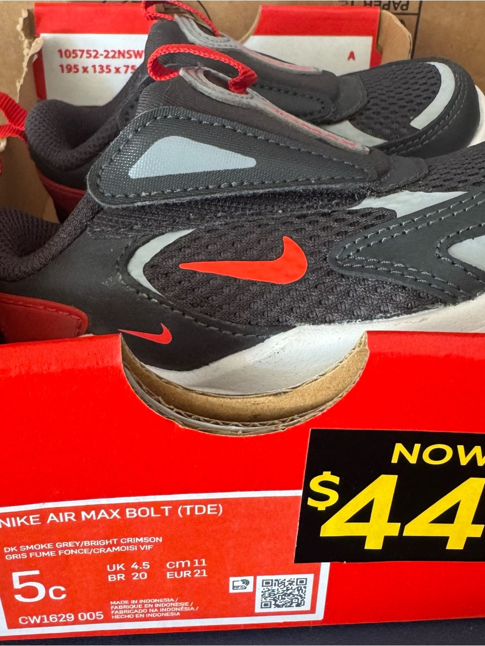 Nike Air Max Bolt Sneakers - Smoke Grey/Bright Crimson